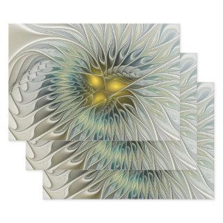 Golden Silver Flower Fantasy abstract Fractal Art  Sheets