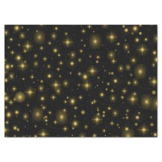 Golden Sparkles and Stars in Night Sky Tissue Paper