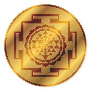 Golden Sri Yantra Classic Round Sticker
