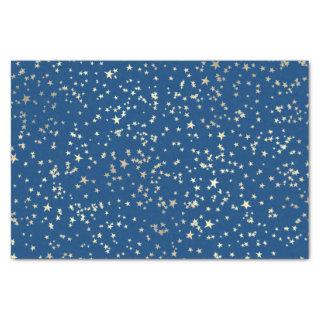 golden stars on blue background tissue paper