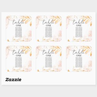 Golden Watercolor Glitter Table Numbers Wedding  Square Sticker