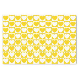 Golden Yellow and White Checkered With Hearts Tissue Paper