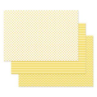 Golden Yellow and White Stripes Chevron Polka Dots  Sheets