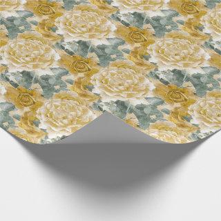 Golden Yellow Roses Floral Pattern