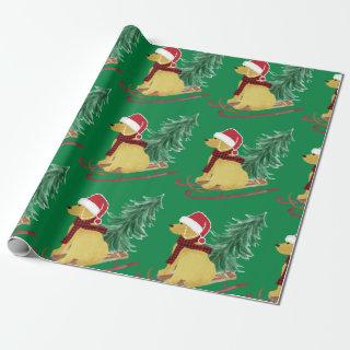 Goldendoodle Christmas Sled Green