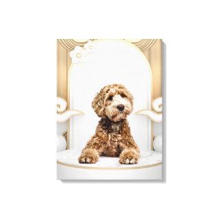 Goldendoodle Golden Background Photo Collage Canvas Print