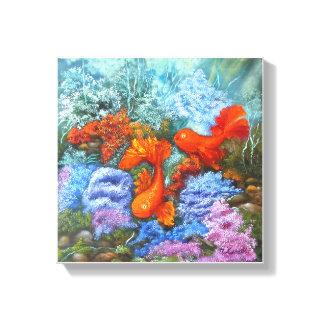 Goldfish painting feng shui love symbols  poster canvas print