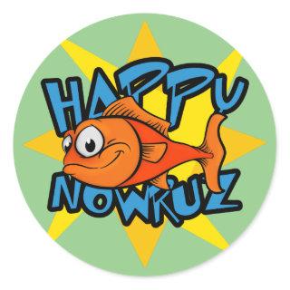 Goldfish Smiling Sun Persian New Year Nowruz Classic Round Sticker