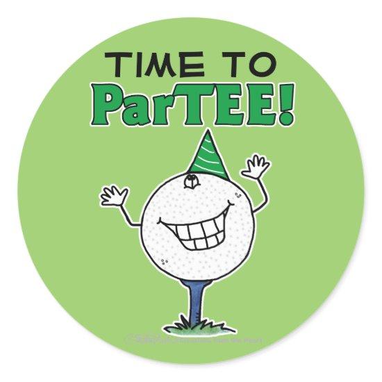Golf Ball Character ParTEE! Classic Round Sticker