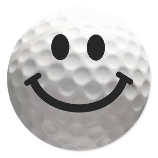 Golf ball Happy Face Classic Round Sticker