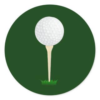 Golf Ball on a Tee Classic Round Sticker