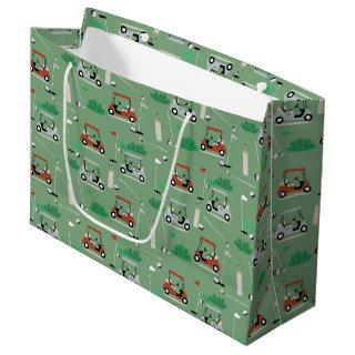 Golf Carts Modern Golfer Golf Theme Pattern Large Gift Bag
