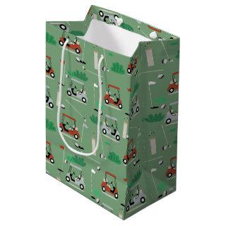 Golf Carts Modern Golfer Golf Theme Pattern Medium Gift Bag