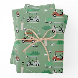 Golf Carts Modern Golfer Golf Theme Pattern  Sheets