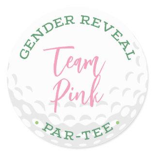 Golf Gender Reveal Par-Tee Stickers - Team Pink