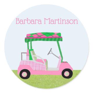 Golf Lady Theme Return Address  Classic Round Sticker
