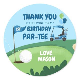 Golf Par-Tee Cupcake Topper Boy Birthday Favor Cla Classic Round Sticker