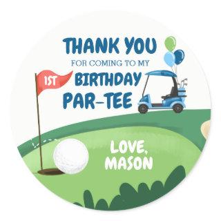 Golf Par-Tee Cupcake Topper Boy Birthday Favor Cla Classic Round Sticker