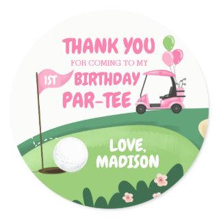 Golf Par-Tee Cupcake Topper Boy Birthday Favor Classic Round Sticker