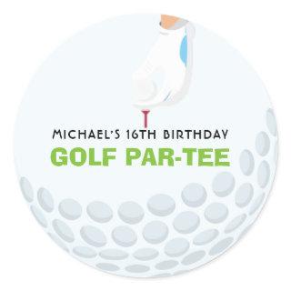 Golf Themed Birthday Classic Round Sticker