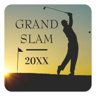 Golfer at Sunset Custom Golf Event Square Sticker