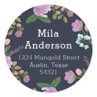 Golightly Floral Round Address Label