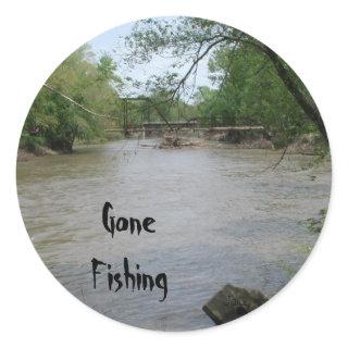 Gone Fishing Classic Round Sticker