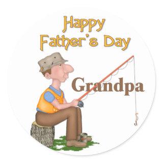 Gone Fishing Father's Day - Grandpa Classic Round Sticker