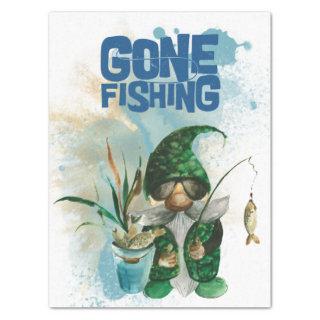 Gone Fishing Gnome Decoupage Tissue Paper
