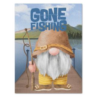 Gone Fishing Gnome Decoupage Tissue Paper