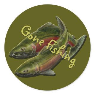 Gone Fishing Stickers Coho Salmon Art Stickers