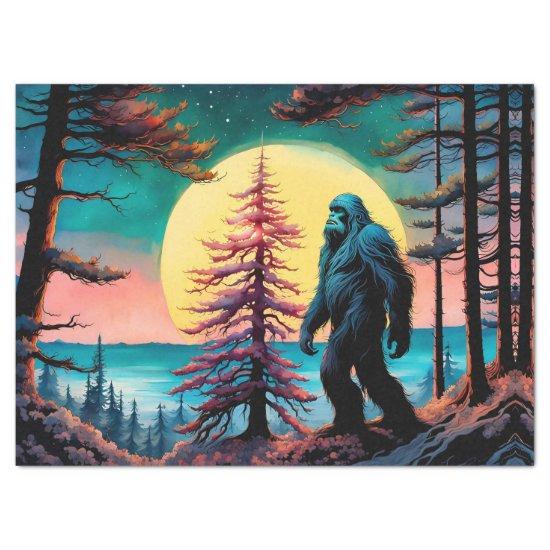 Gone Squatchin' Colorful Sasquatch Landscape Tissue Paper