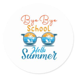 good bye school hello summer classic round sticker