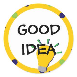 Good Idea School Sticker with Lightbulb