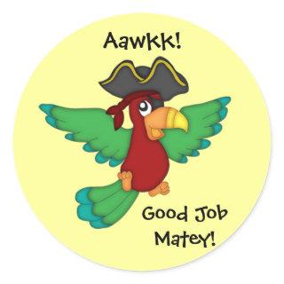 Good Job Matey!-Pirate Parrot Classic Round Sticker