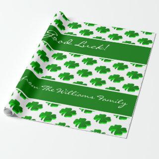 Good Luck Four Leaf Clovers Pattern Custom Text