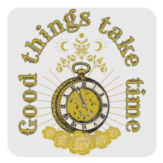 good things take time vintage inspirational quote  square sticker