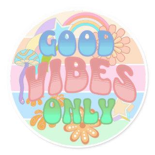 Good Vibes Only | Retro Vintage  Classic Round Sticker
