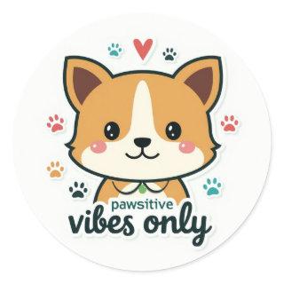 Good Vibes Paw Classic Round Sticker