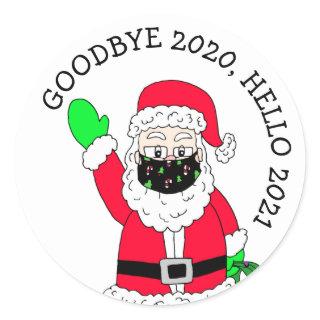 Goodbye 2020, Hello 2021 Facemask Santa Claus Classic Round Sticker