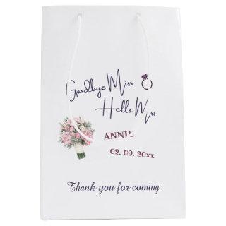 Goodbye Miss Hello Mrs Bridal Shower Thank You Medium Gift Bag