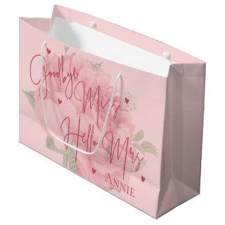 Goodbye Miss Hello Mrs Pink Floral Bridal Shower Large Gift Bag