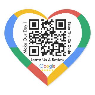 Google Review Link QR Code Heart Sticker