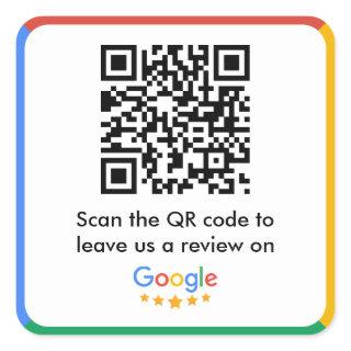 Google Review Link QR Code Square Sticker