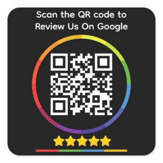 Google Review QR Code Square Sticker