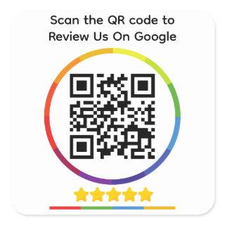 Google Review QR Code Square Sticker