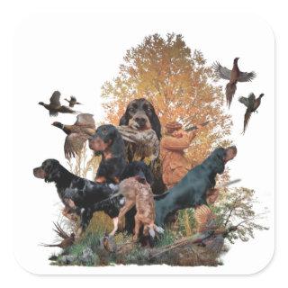 Gordon Setter, hunting season  Square Sticker