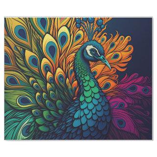 Gorgeous Colorful Peacock, Art Deco Style