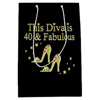 GORGEOUS GOLD 40 AND FABULOUS DESIGN MEDIUM GIFT BAG