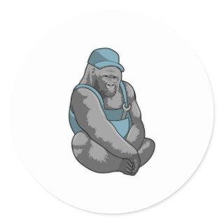 Gorilla as Craftsman with Wrench Classic Round Sticker